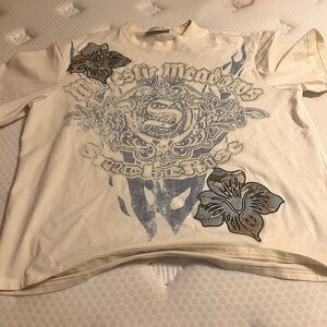 Cream Graphic T-Shirt with Floral Design